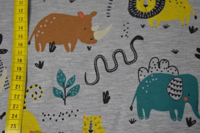 Jersey "Safari Tiere" grau meliert
